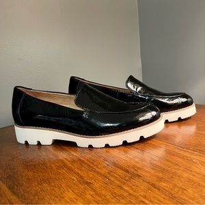 Vionic Womens Kensley Black Patent Leather Slip On Loafers Shoes
